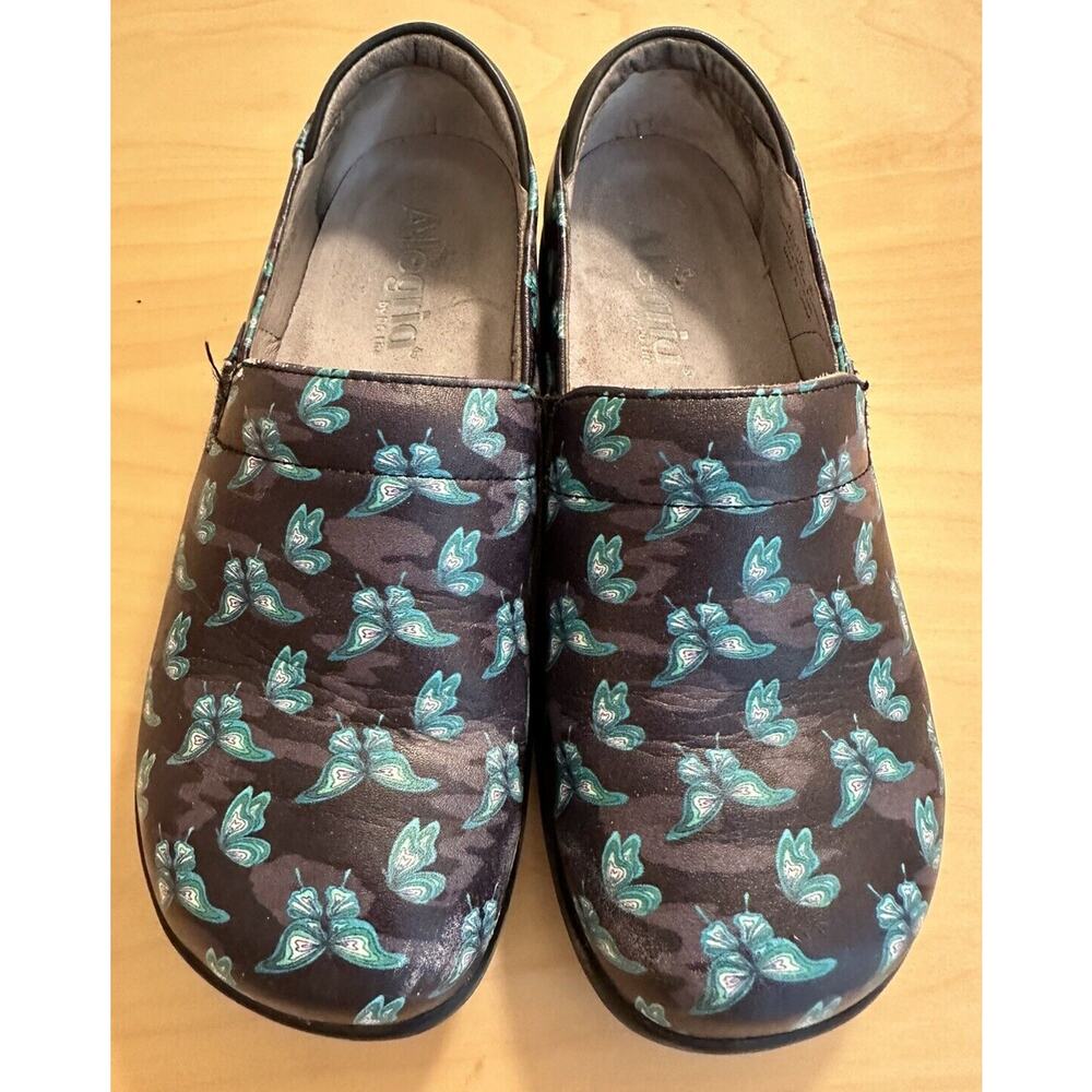 Alegria Kara Butterfly Print Leather Slip On Clogs 37 US Size 7-7.5